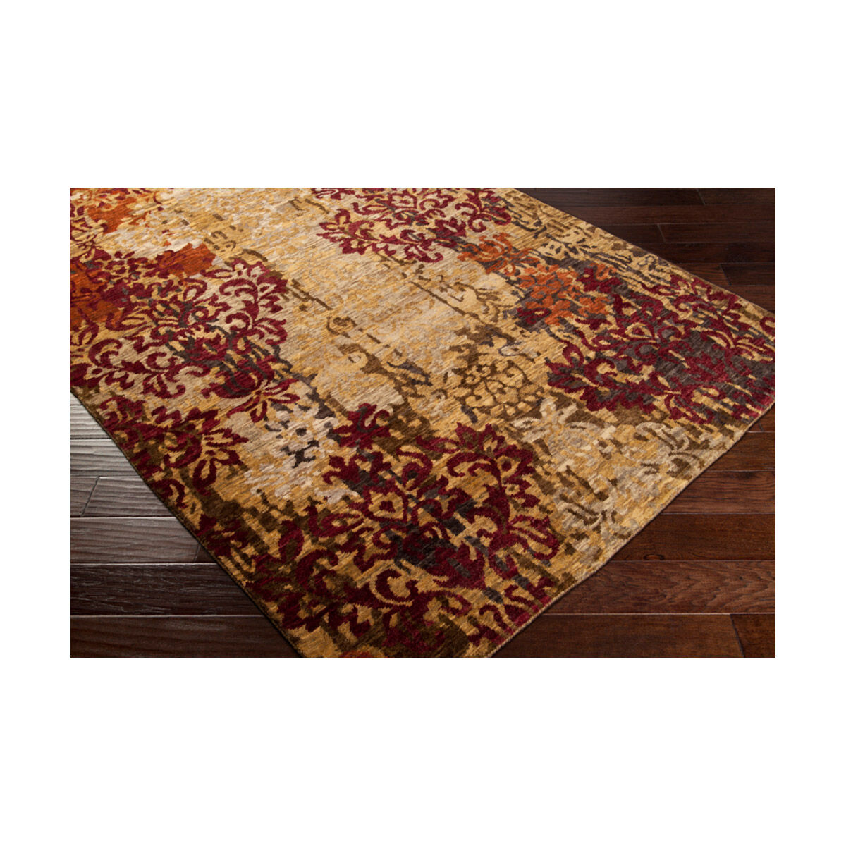 Brocade 132 X 96 inch Neutral and Yellow Area Rug, Wool