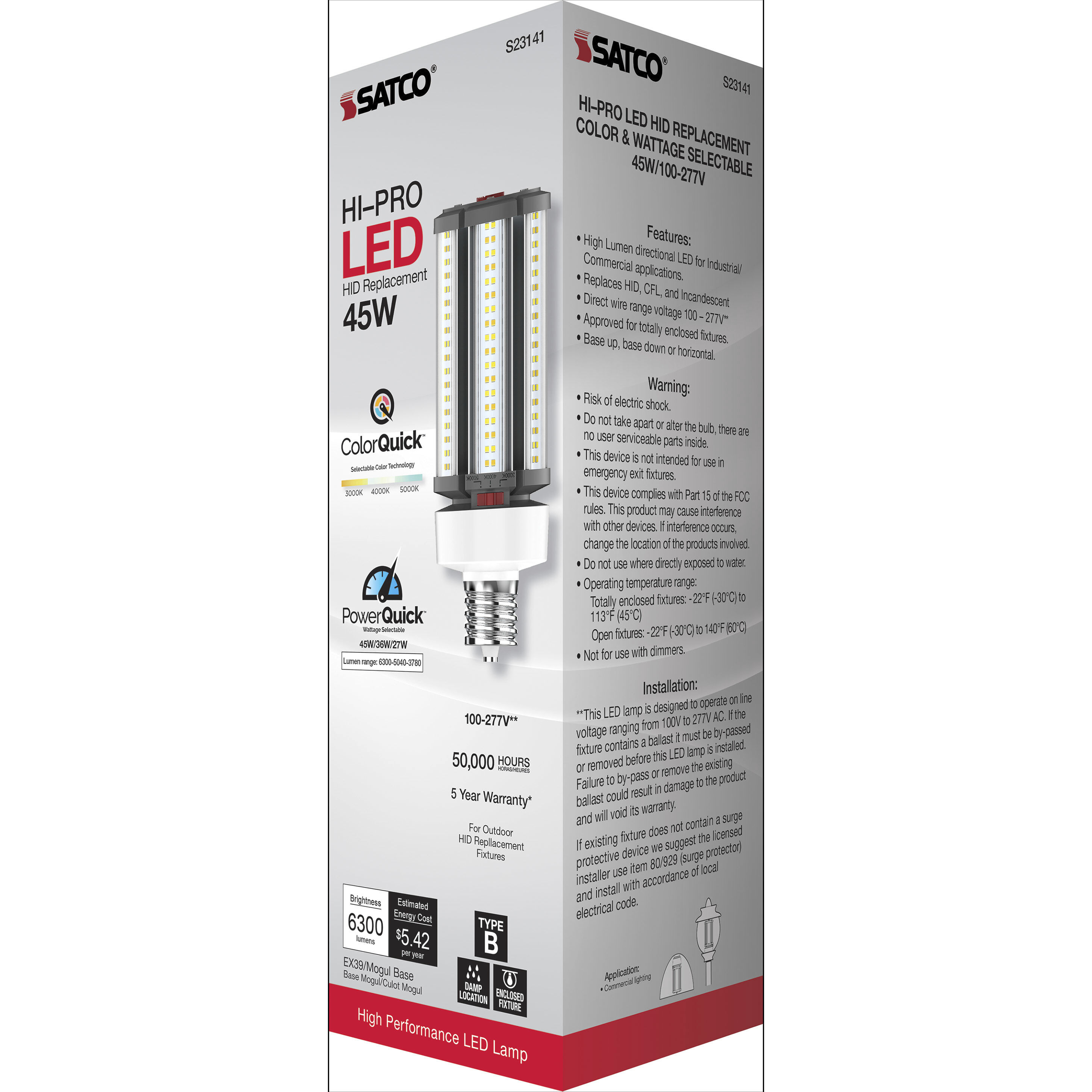 Hi-Pro LED LED 45.00 watt 3000K HID Replacements
