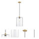 Ballston Large Cobbleskill LED 9 inch Satin Gold Mini Pendant Ceiling Light in Clear Glass, Black Textured, Ballston