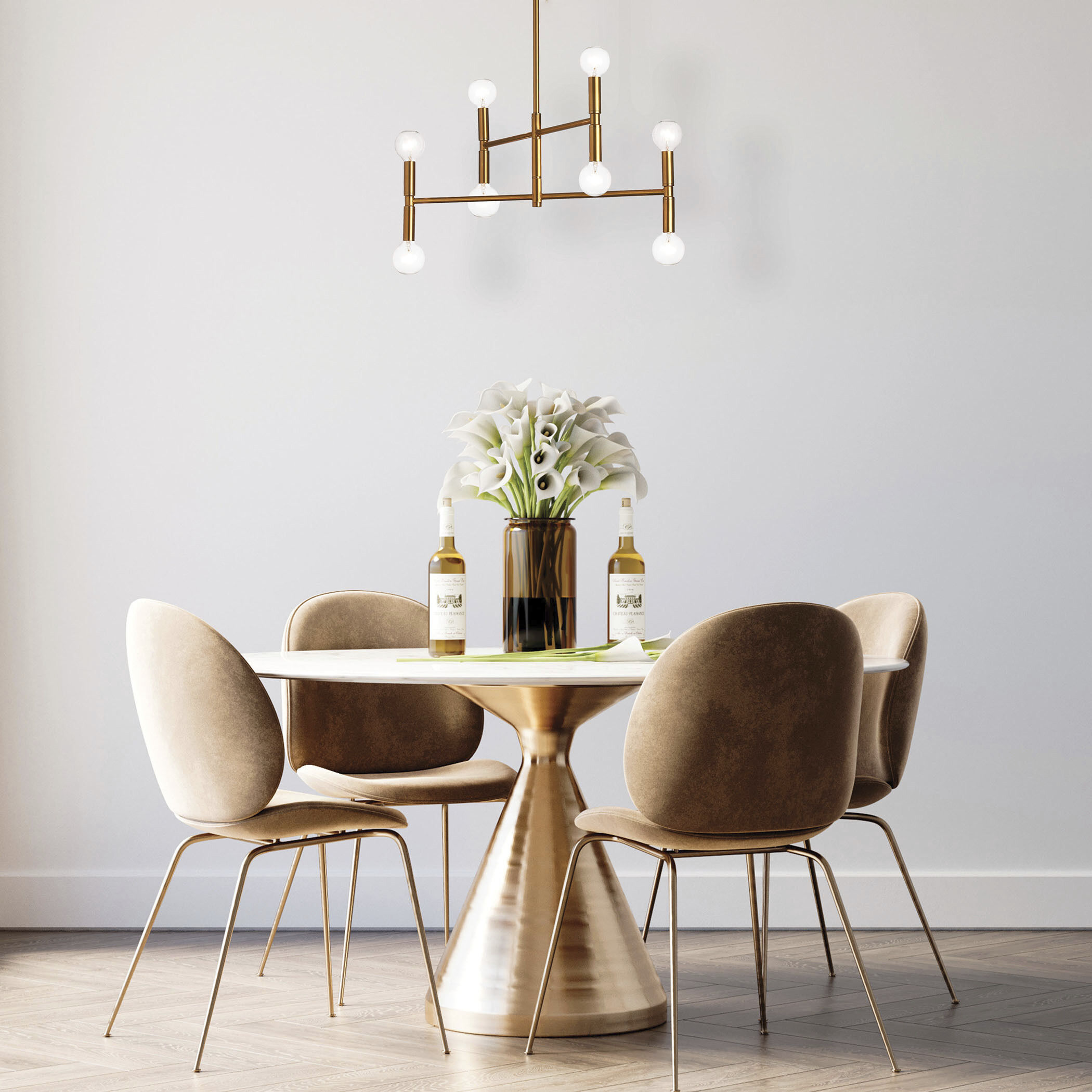 Ava 8 Light 18 inch Vintage Bronze Chandelier Ceiling Light in Vintage Brass