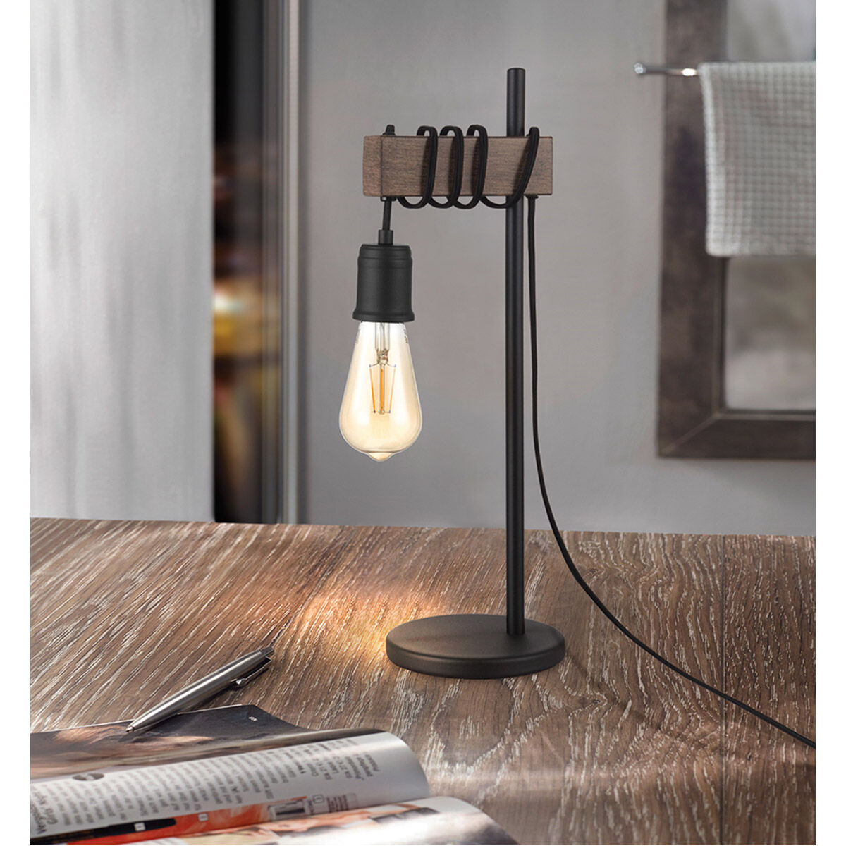 Violon 20.08 inch 60.00 watt Black and Dark Brown Table Lamp Portable Light