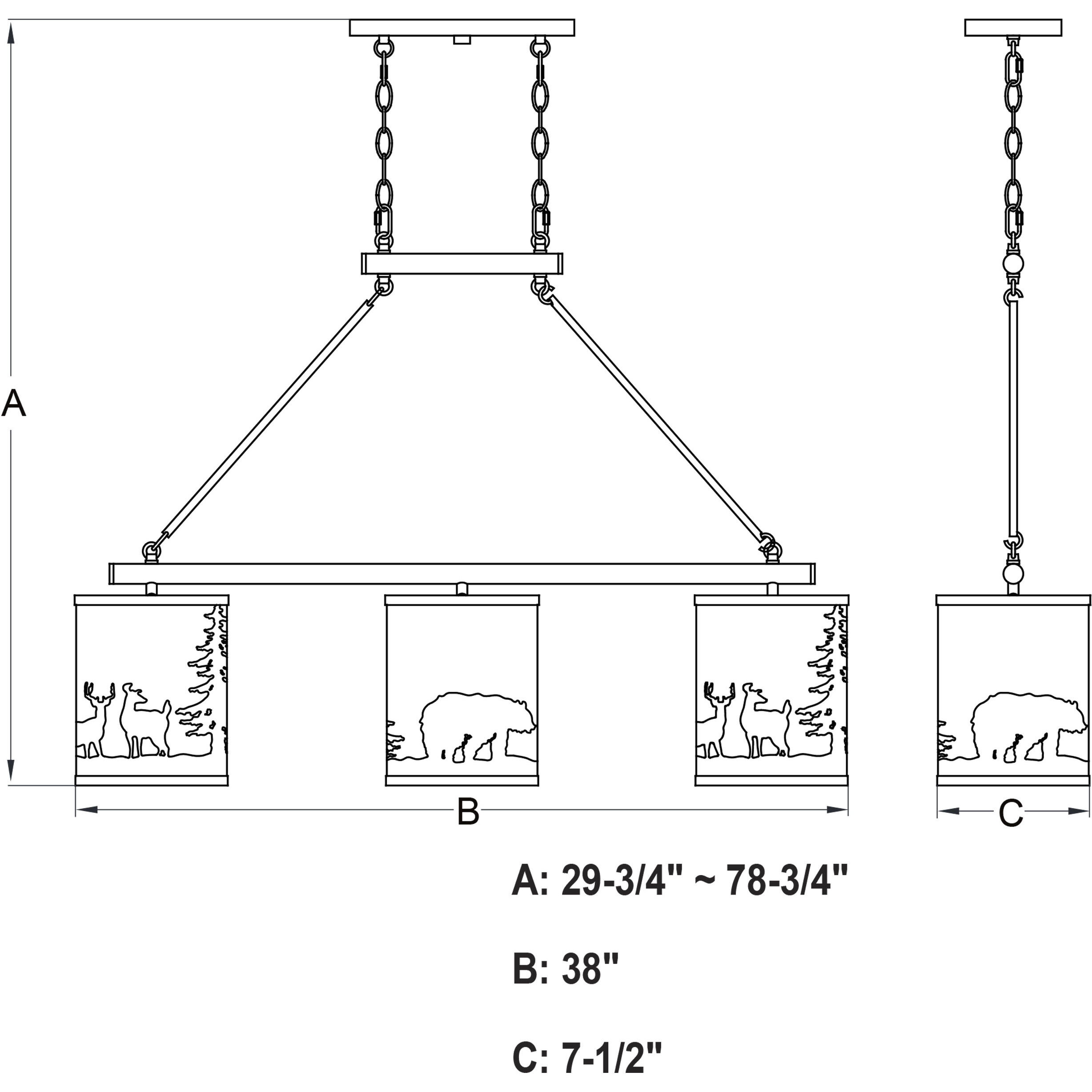 Acadia LED 38 inch Bronze Linear Chandelier Ceiling Light