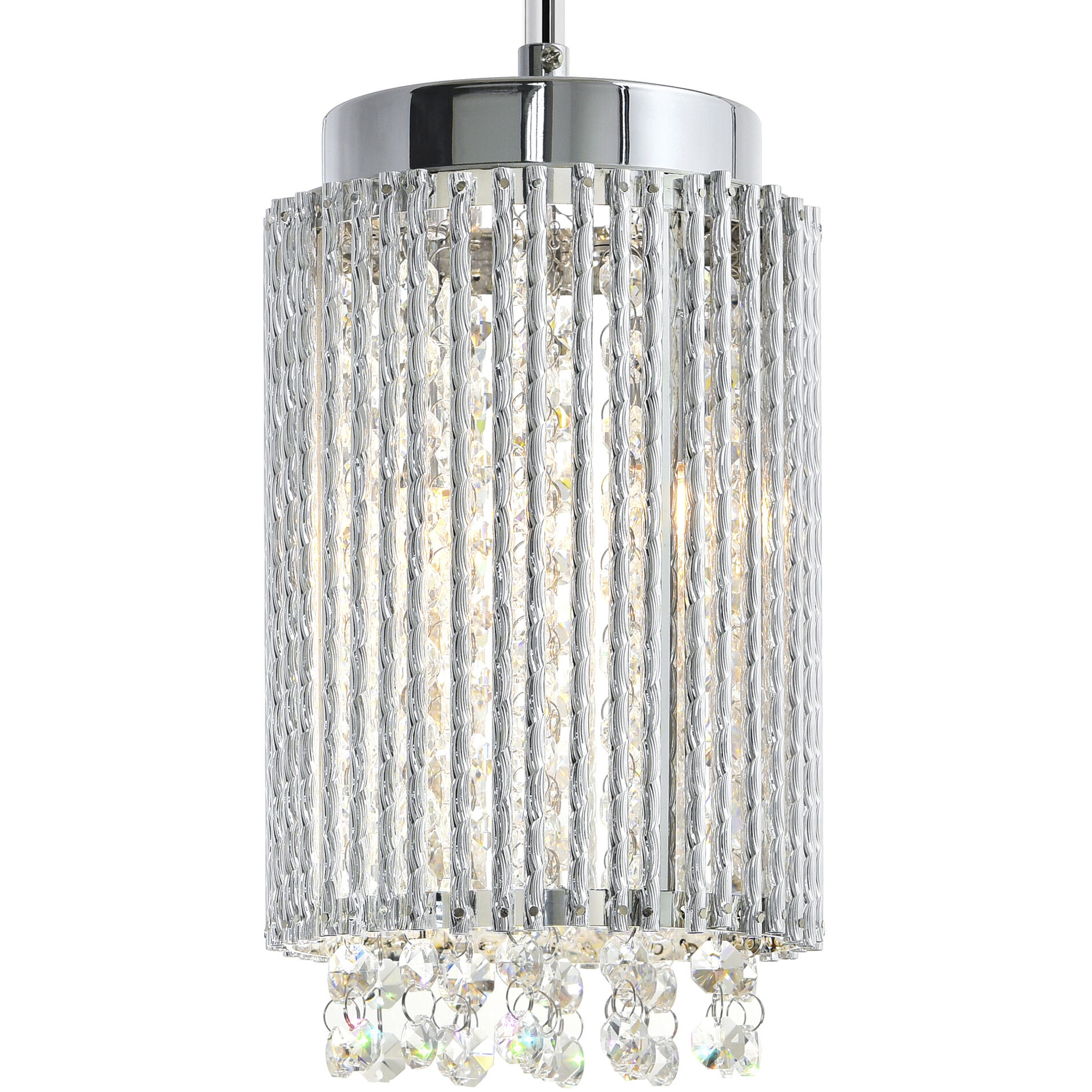 Claire 2 Light 6 inch Chrome Drum Shade Mini Pendant Ceiling Light