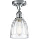 Edison Brookfield 1 Light 6 inch Brushed Satin Nickel Semi-Flush Mount Ceiling Light in White