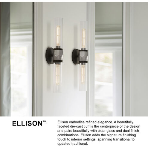 Ellison LED 22 inch Black with Heritage Brass Vanity Light Wall Light