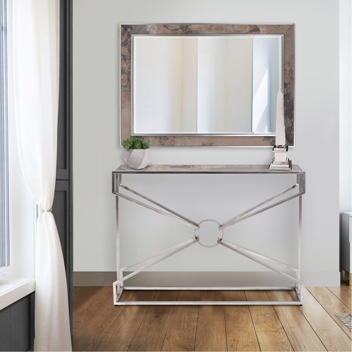 Mason 42 X 30 inch Slate and Silver Wall Mirror