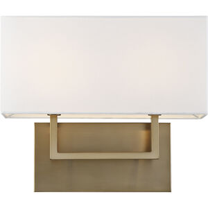 Tribeca 2 Light 14 inch Burnished Brass and White Vanity Light Wall Light