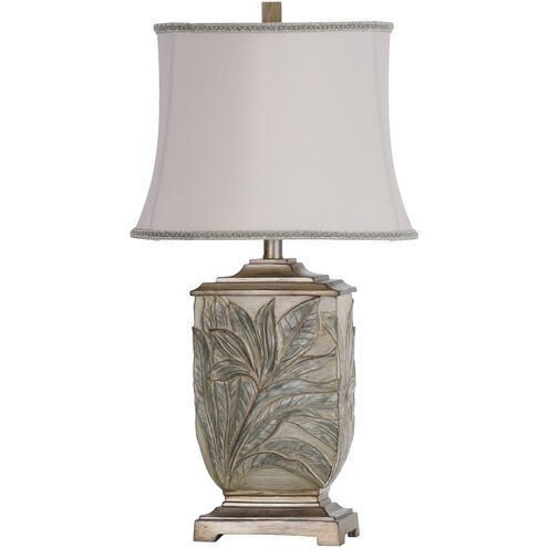 Signature 28 inch 100 watt White with Brass Accents Table Lamp Portable Light