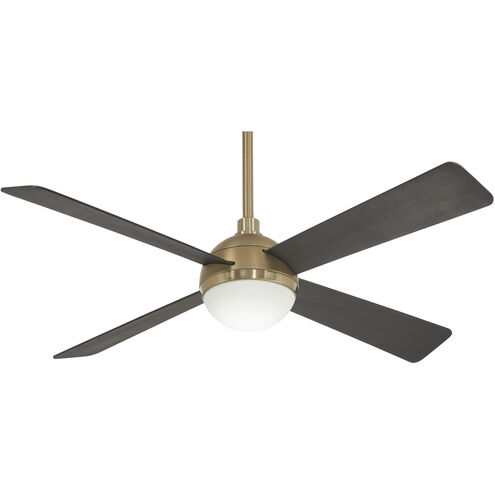 Orb 54 inch Soft Brass with Brushed Carbon Blades Ceiling Fan in Brushed Brass/Soft Brass
