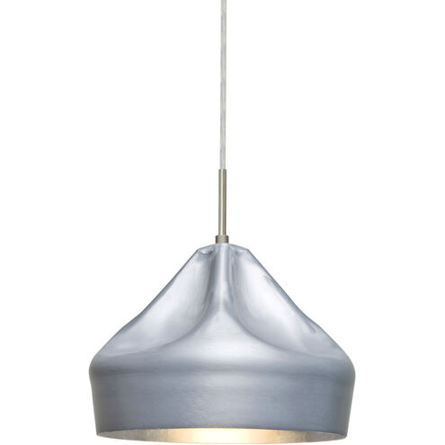 Lotus 1 Light Satin Nickel Cord Pendant Ceiling Light in Silver Foil Satin Nickel, Incandescent