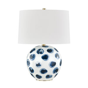 Blue Point 22 inch 75.00 watt White Bisque and Blue Dots Table Lamp Portable Light