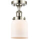 Ballston Small Bell LED 5 inch Polished Nickel Semi-Flush Mount Ceiling Light in Matte White Glass