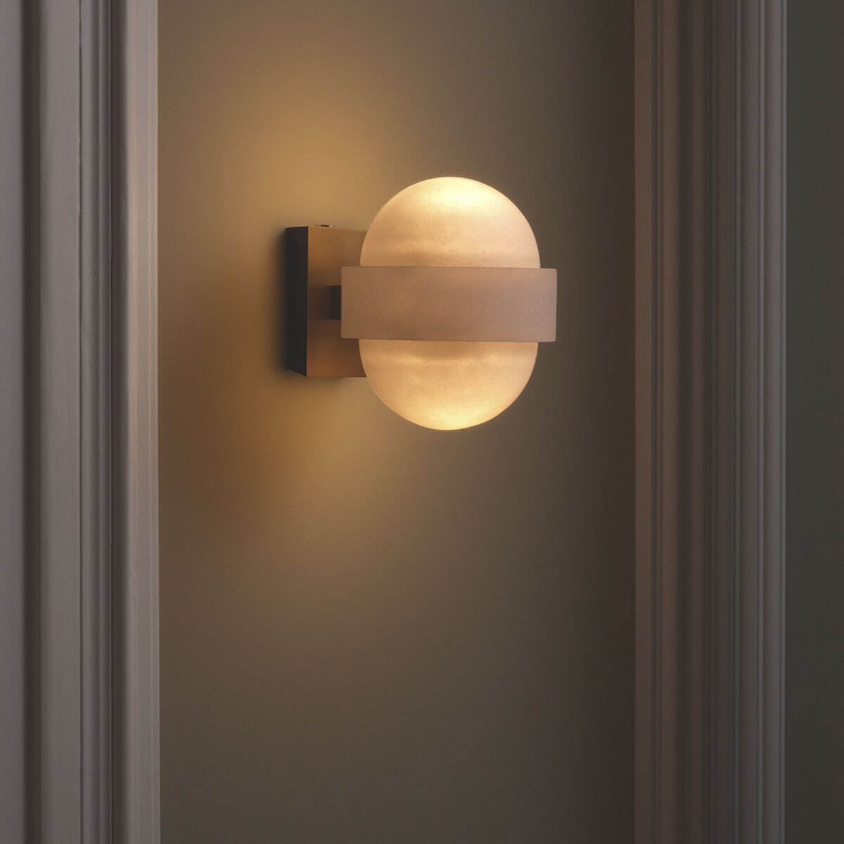 Icarus 2 Light 7.09 inch Antique Brass and Alabaster Wall Lamp Wall Light