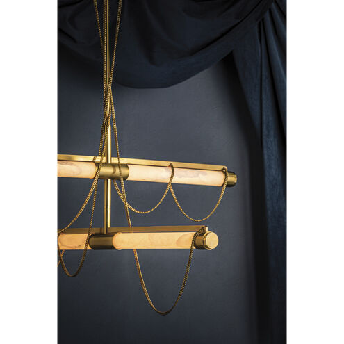 Lariat LED 7.75 inch Vintage Brass Chandelier Ceiling Light