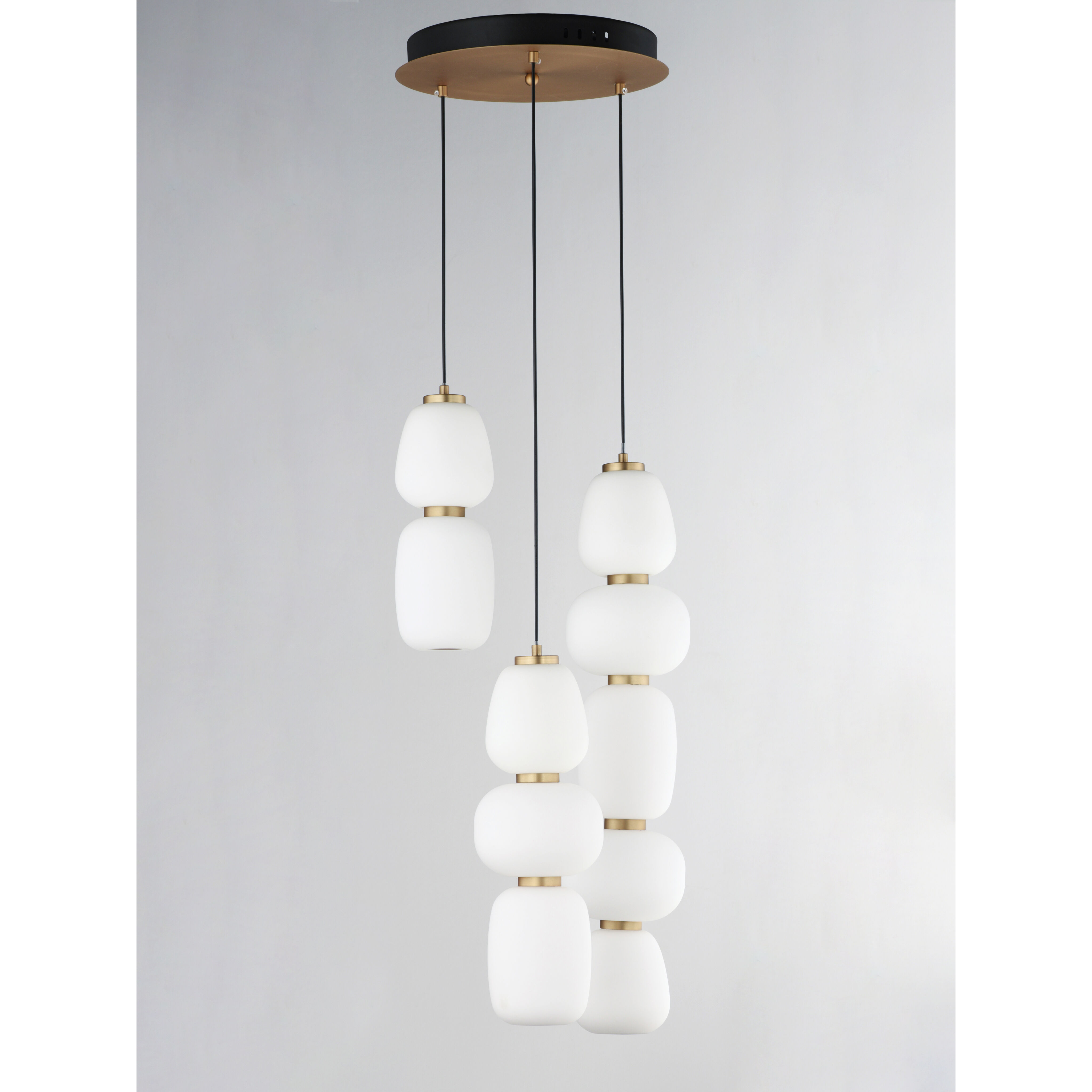 Soji LED 15.75 inch Black and Gold Multi-Light Pendant Ceiling Light