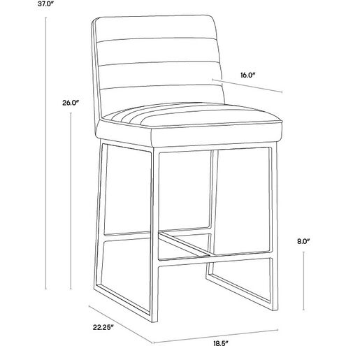 Spyros 37 inch Coal Black Counter Stool