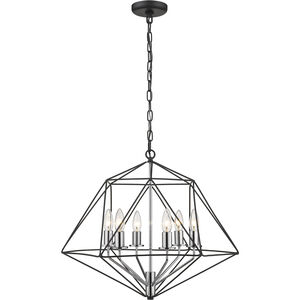Geo 6 Light 22.25 inch Matte Black and Chrome Chandelier Ceiling Light