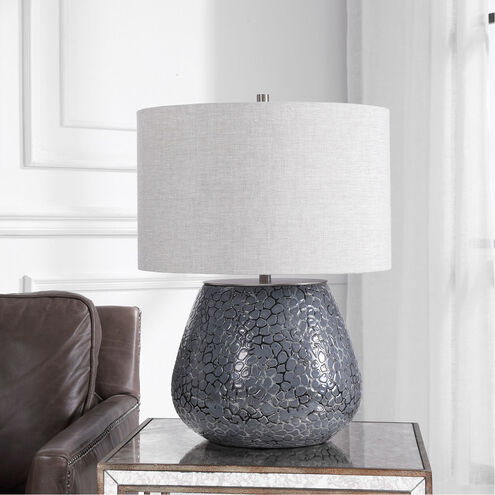 Uttermost 28445-1 Pebbles 22 inch 150.00 watt Metallic Charcoal Gray and  Brushed Nickel Table Lamp Portable Light