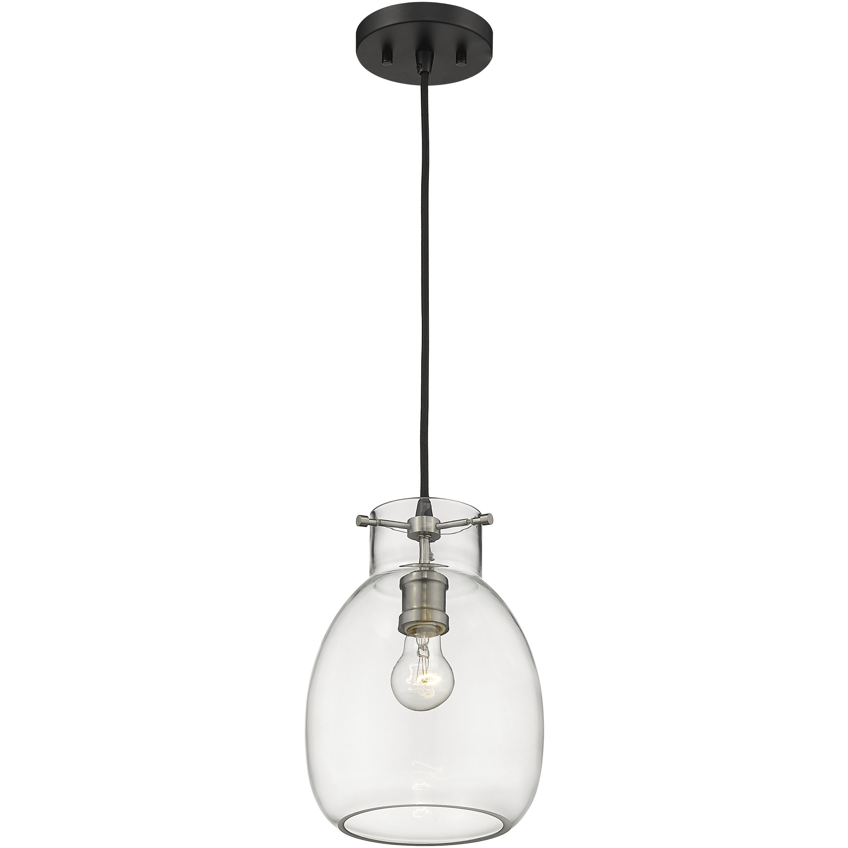 Bella 1 Light 8 inch Matte Black and Brushed Nickel Pendant Ceiling Light