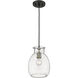 Bella 1 Light 8 inch Matte Black and Brushed Nickel Pendant Ceiling Light