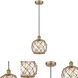 Edison Farmhouse Rope 1 Light 8 inch Antique Brass Mini Pendant Ceiling Light