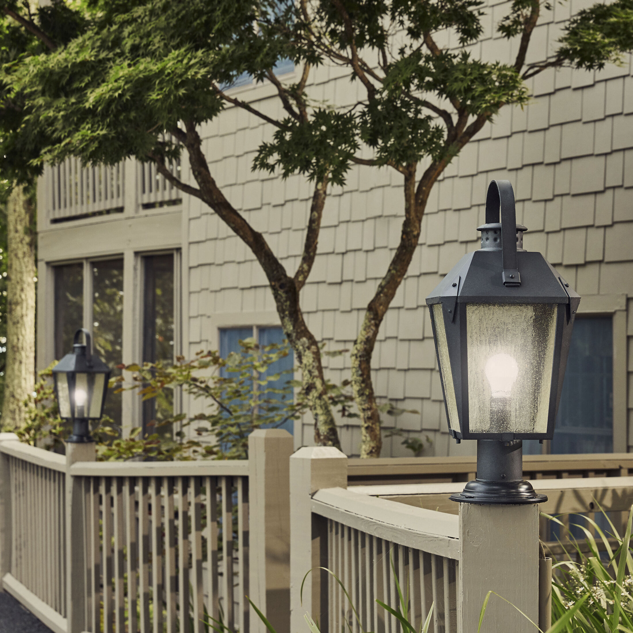 Carriage 1 Light 21.75 inch Mottled Black Outdoor Post Lantern