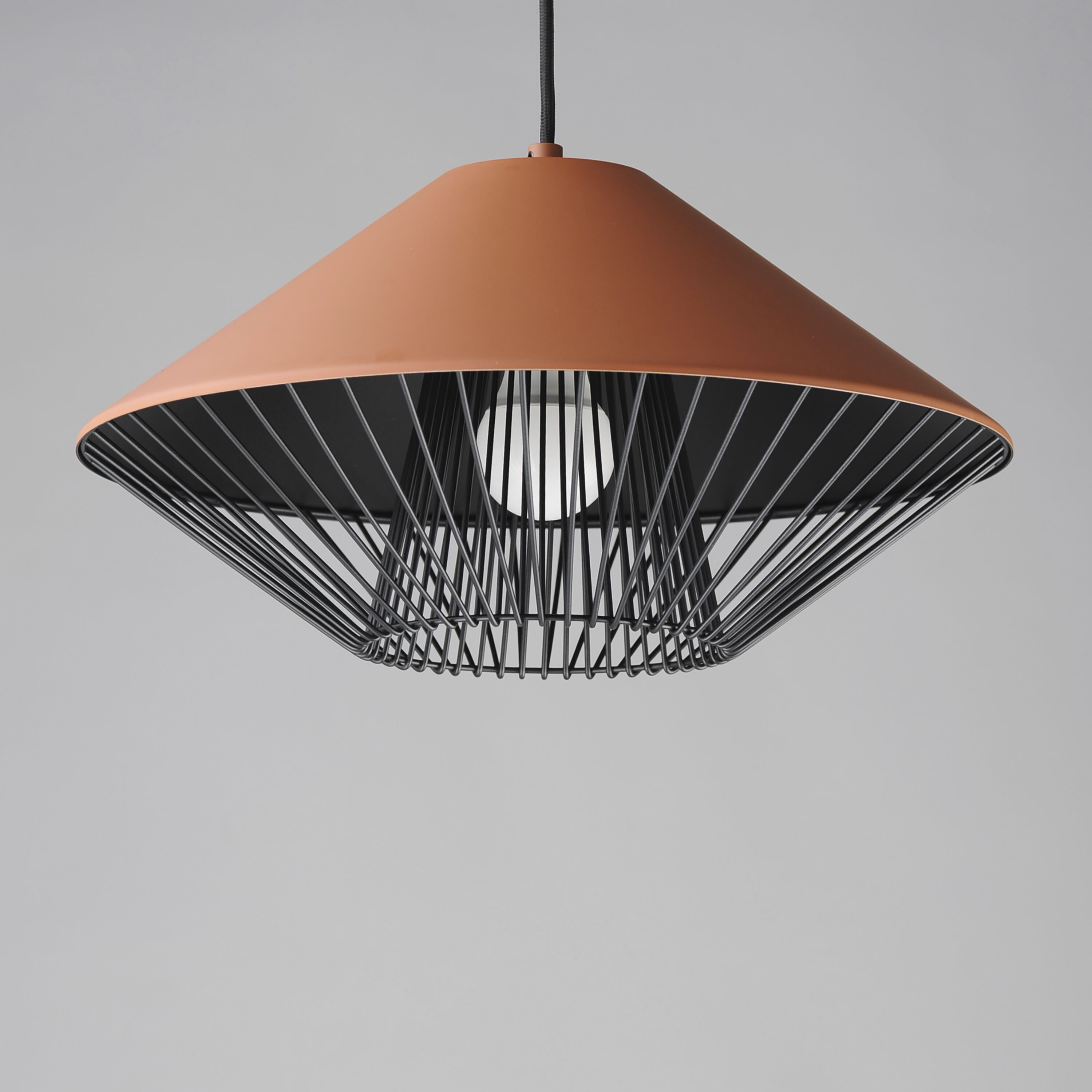 Phoenix Single Pendant Ceiling Light in Brick and Black