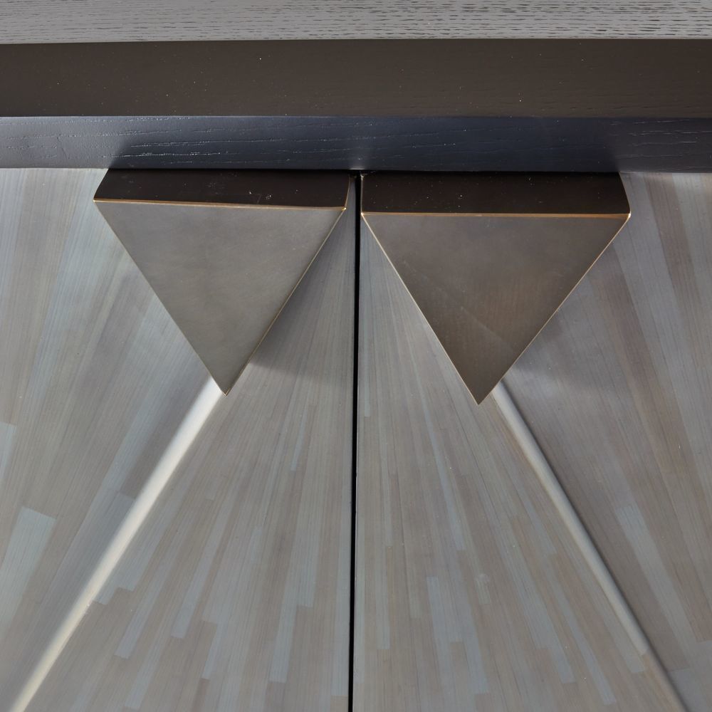 Ellington Gray Straw Marquetry and Ebony Cabinet