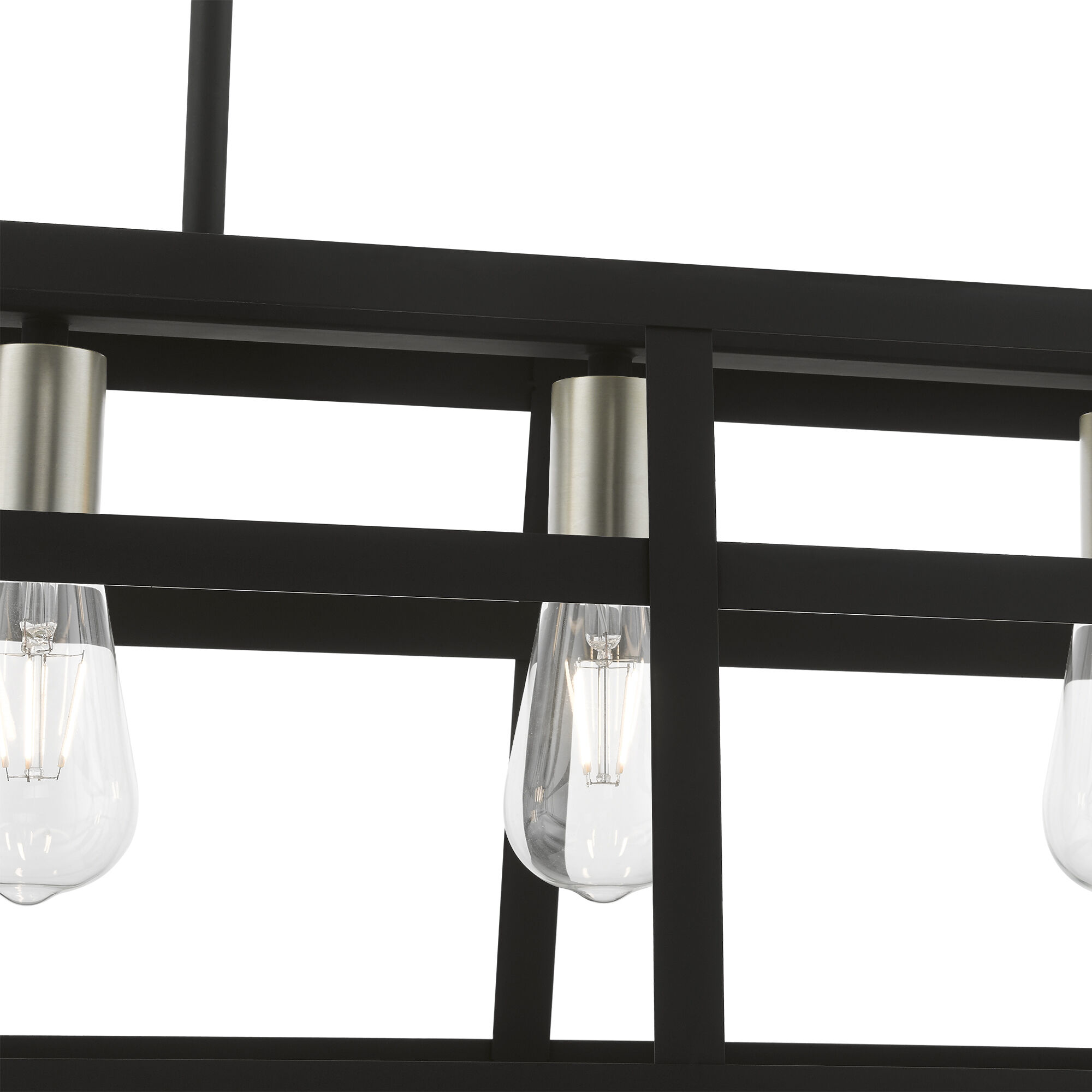 Schofield 5 Light 40 inch Black with Brushed Nickel Accents Linear Chandelier Ceiling Light