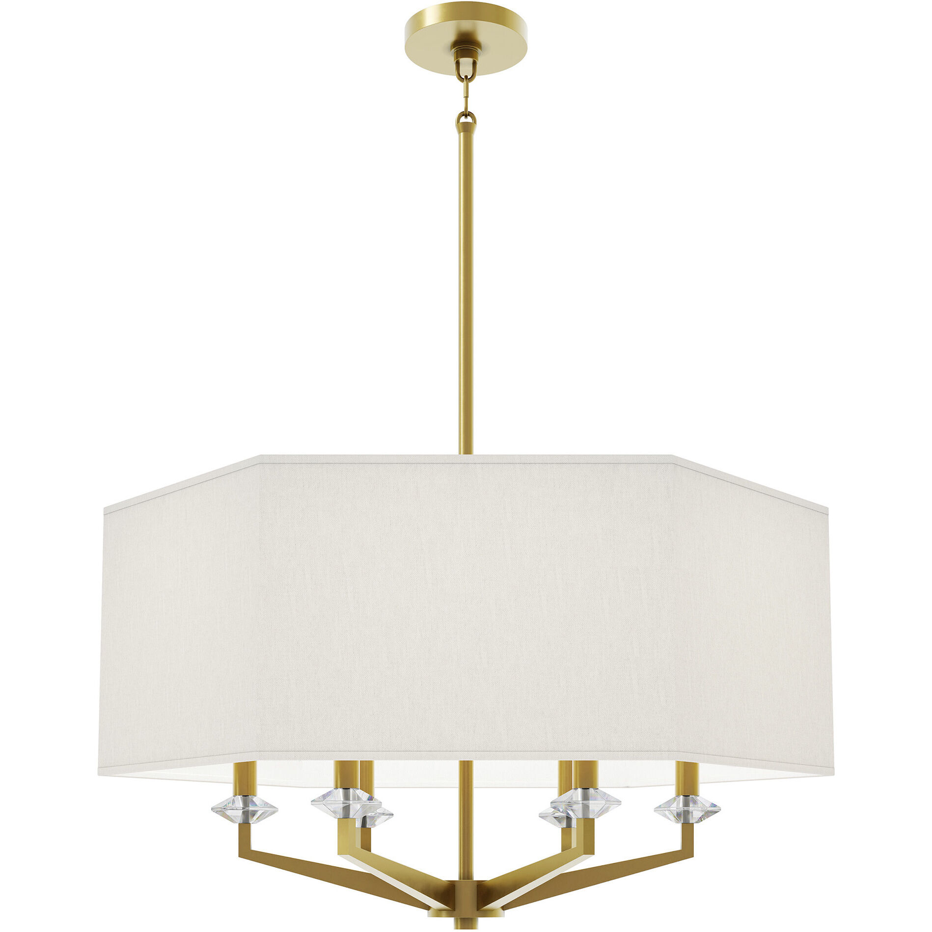 Jacqueline 6 Light 30 inch Modern Brass Pendant Ceiling Light in Oyster Linen