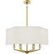 Jacqueline 6 Light 30 inch Modern Brass Pendant Ceiling Light in Oyster Linen