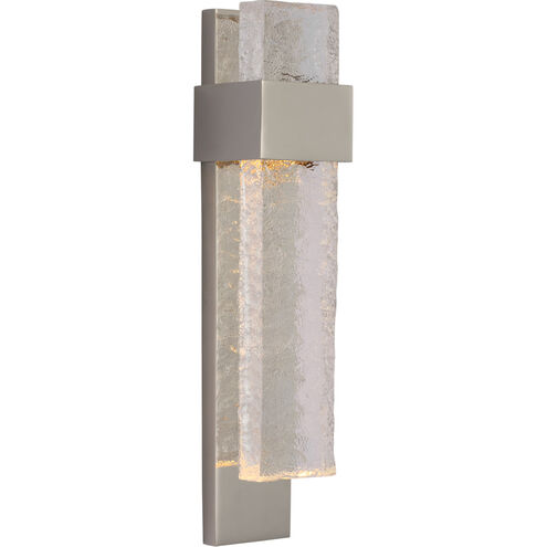 Marie Flanigan Brock LED 3 inch Polished Nickel and Clear Wavy Glass Sconce Wall Light, Medium