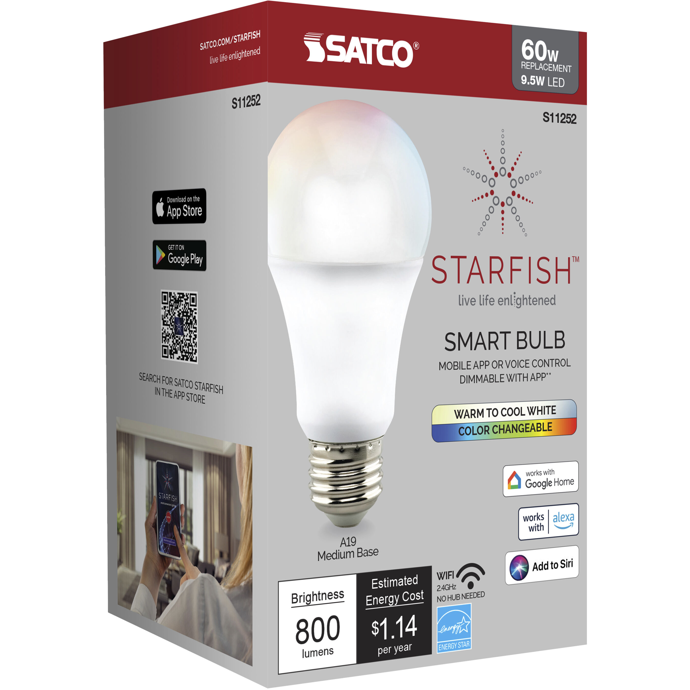 Starfish LED A19 Medium 9.50 watt 2700K Type A 