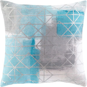 Balliano 20 X 20 inch White/Aqua/Medium Gray/Light Gray/Metallic Pillow Kit, Square