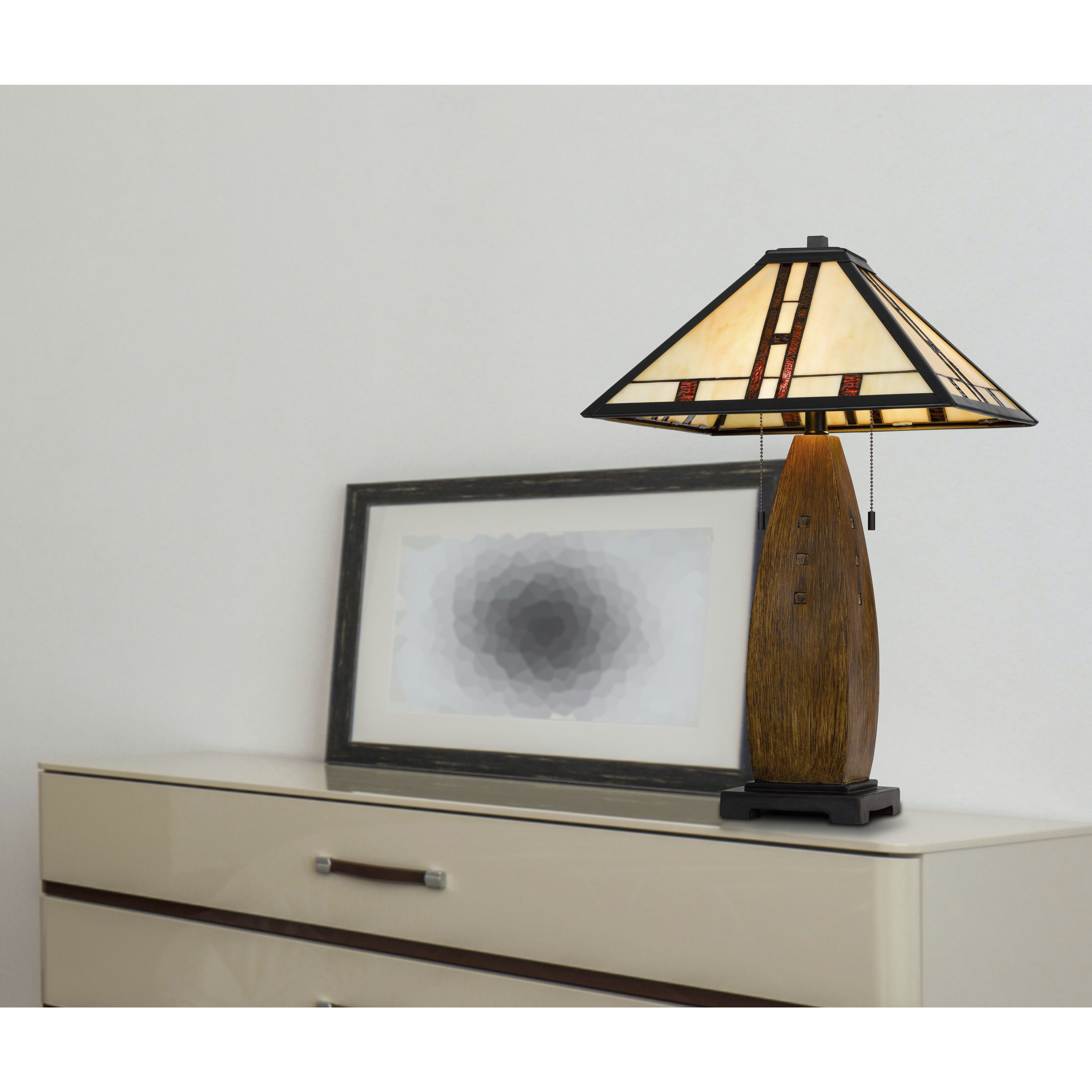 3106 Tiffany 26 inch 60.00 watt Oak Table Lamp Portable Light