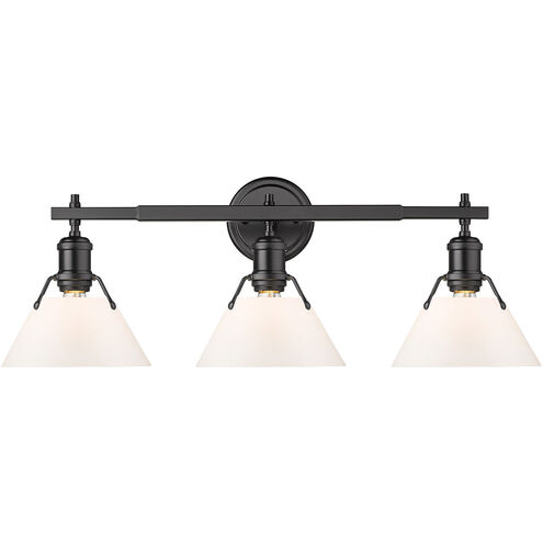 Orwell 3 Light 27 inch Matte Black Bath Vanity Wall Light in Opal Glass