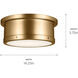 Serca 2 Light 14.25 inch Brushed Natural Brass Flush Mount Ceiling Light