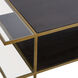 Carrick 56 X 28 inch Dark Mahogany with Antique Brass and Clear Coffee Table