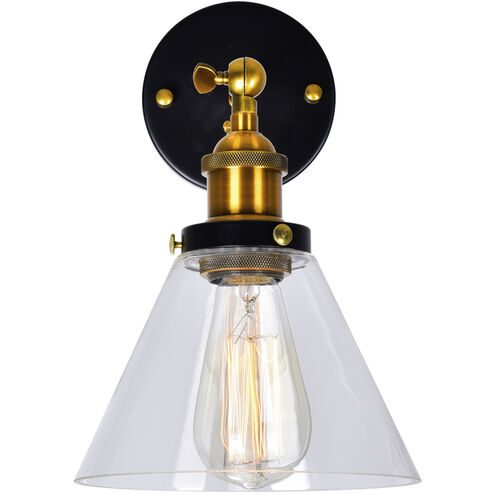 Eustis 1 Light 7 inch Black and Gold Brass Wall Light