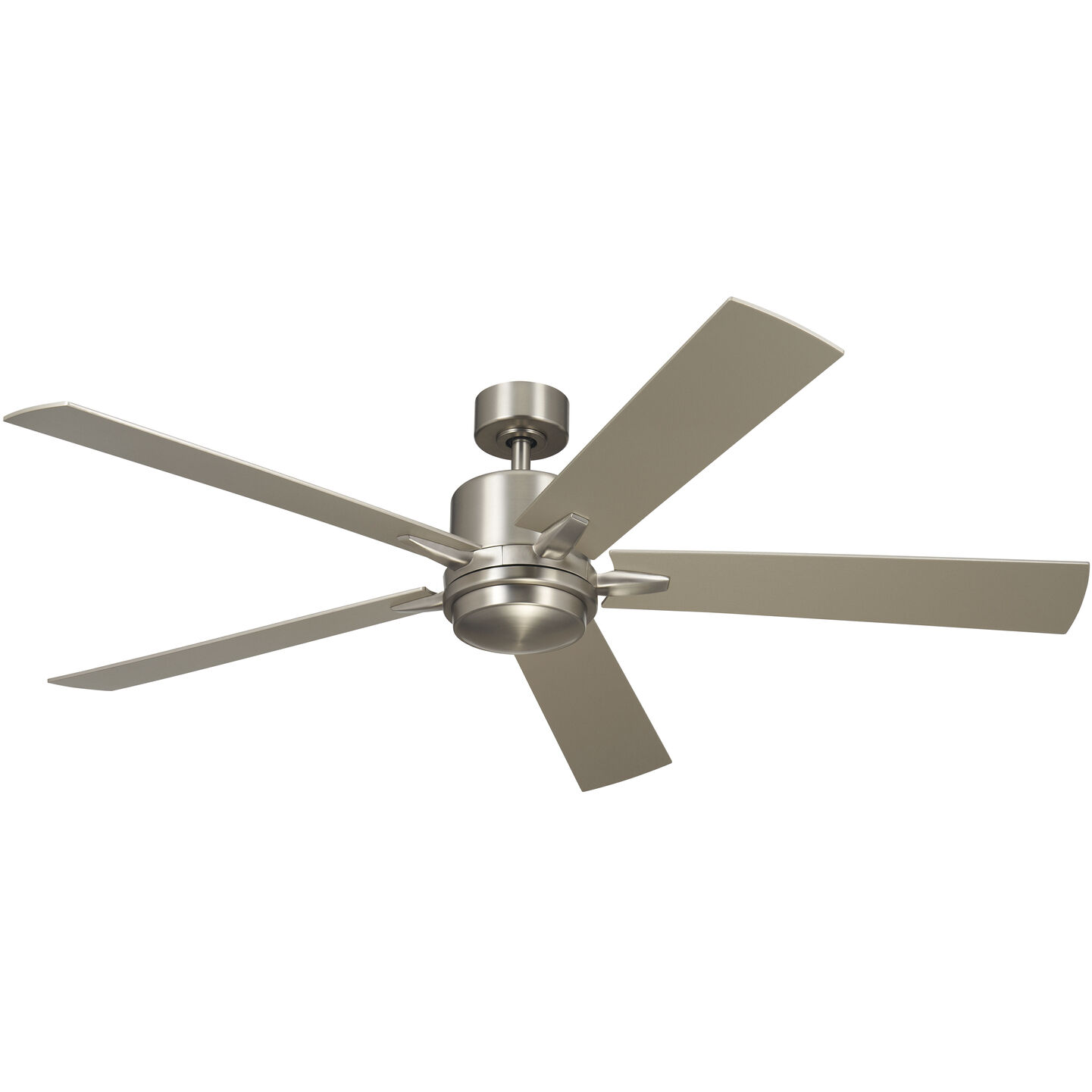 Lucian 60 inch Brushed Nickel with Walnut/Silver Blades Ceiling Fan