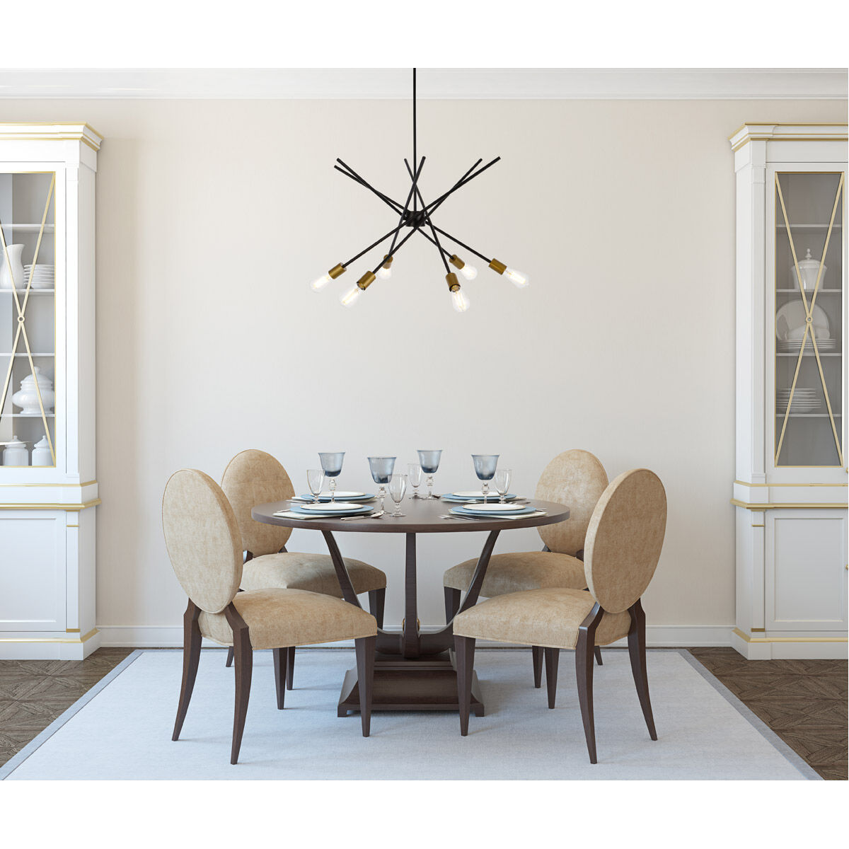 Armin 6 Light 32 inch Black and Brass Pendant Ceiling Light