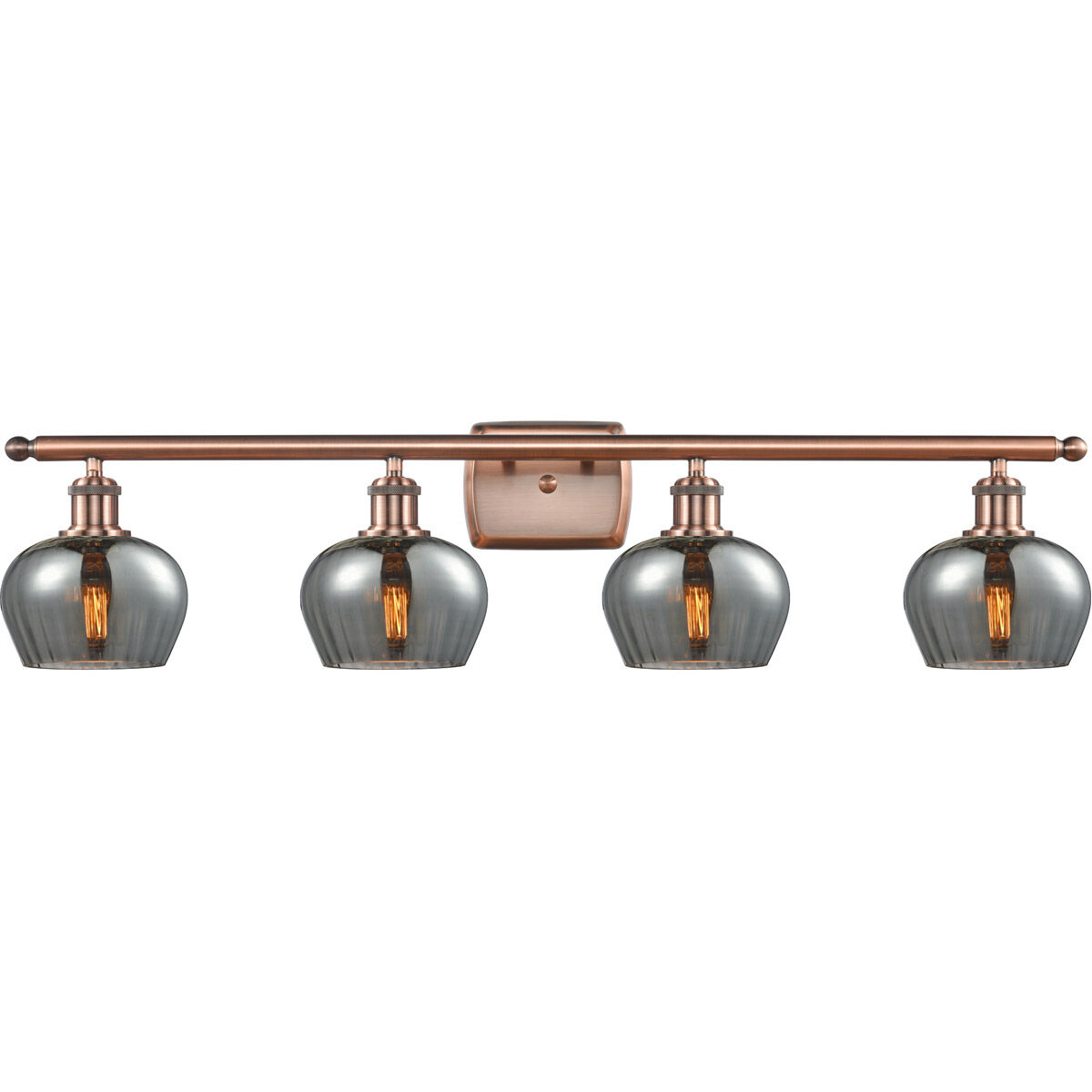 Ballston Fenton LED 36 inch Antique Copper Bath Vanity Light Wall Light in Plated Smoke Glass, Ballston