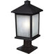 Holbrook 1 Light 20.5 inch Black Outdoor Pier Mounted Fixture in White Seedy Glass
