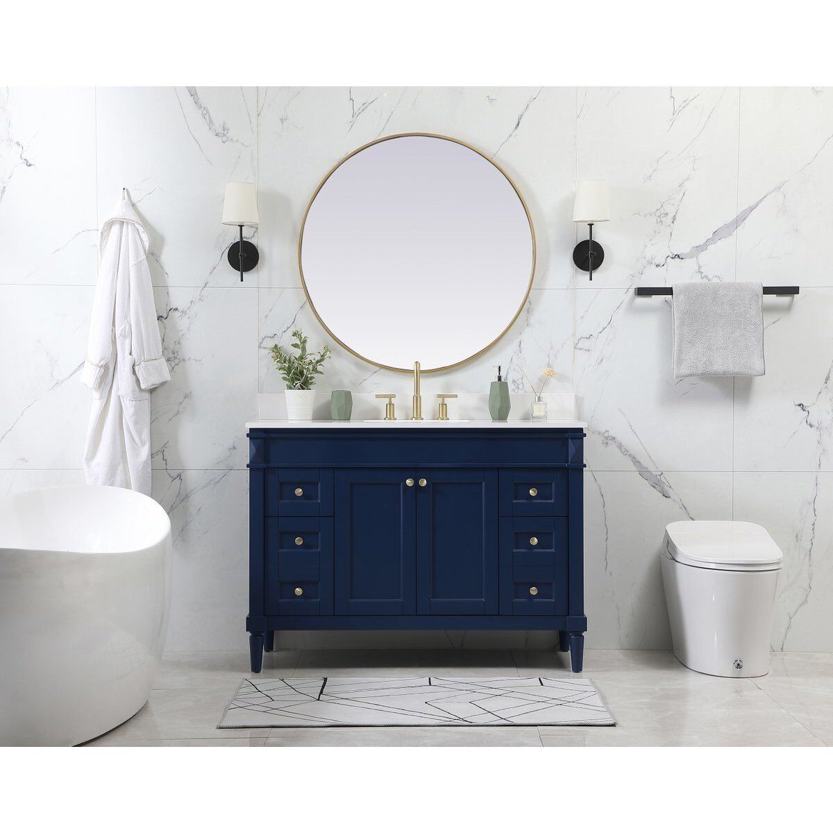 Bennett 48 X 21 X 35 inch Blue Vanity Sink Set in Included