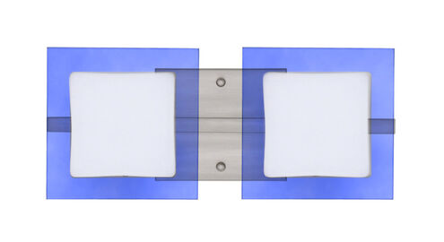 Alex LED 15 inch Satin Nickel Vanity Wall Light in Opal/Blue Glass