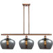 Ballston Large Fenton 3 Light 38 inch Antique Copper Island Light Ceiling Light in Plated Smoke Glass, Ballston