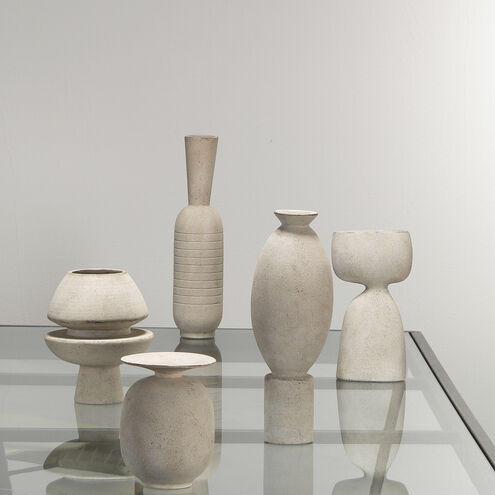 Elevated 15.75 X 6 inch Decorative Vase in Off White Ceramic