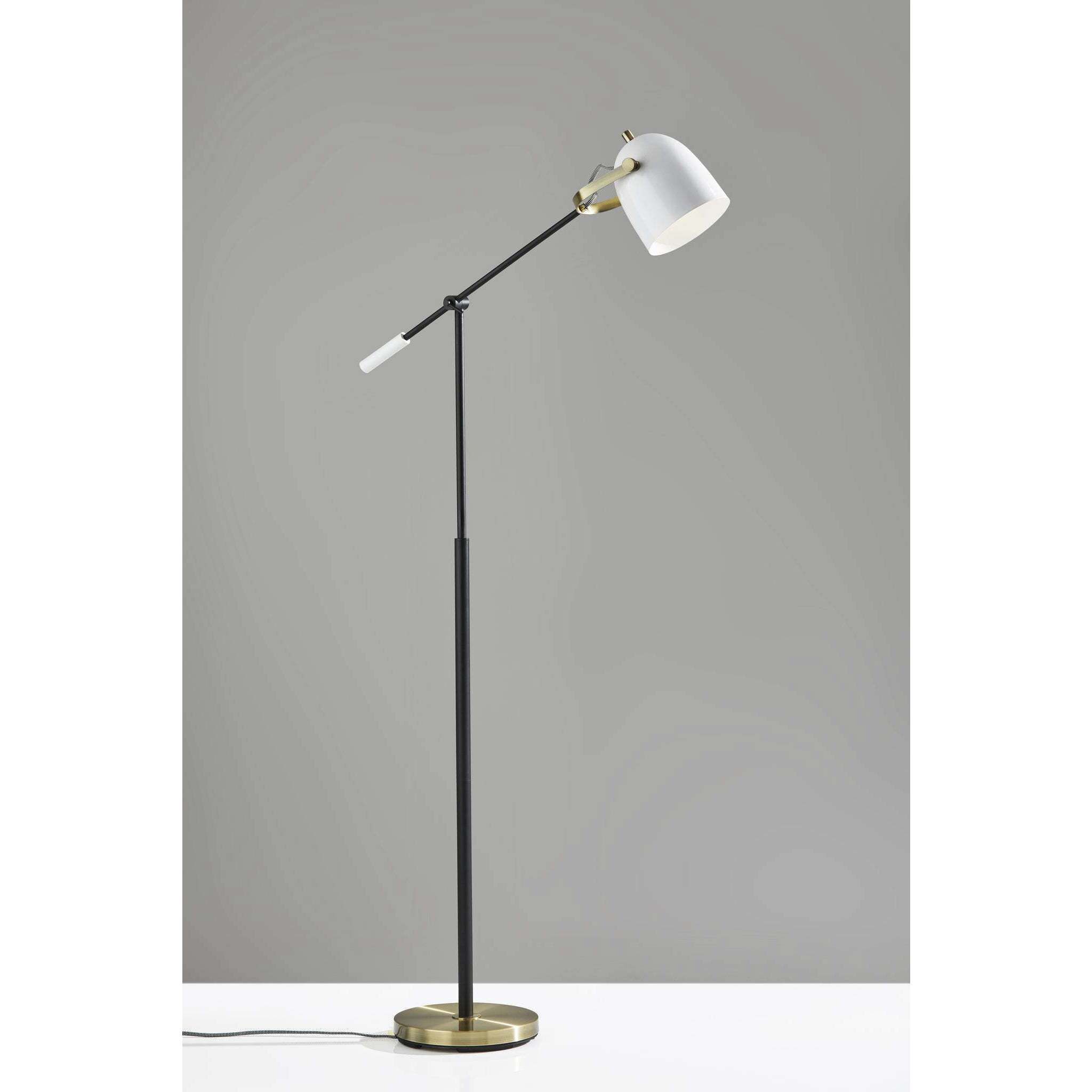 Casey 53 inch 60.00 watt Black and White with Antique Brass Floor Lamp Portable Light