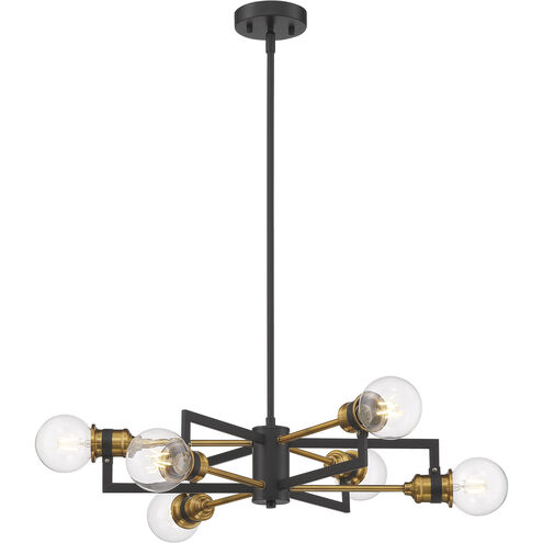 Intention 6 Light 24 inch Warm Brass and Black Chandelier Ceiling Light