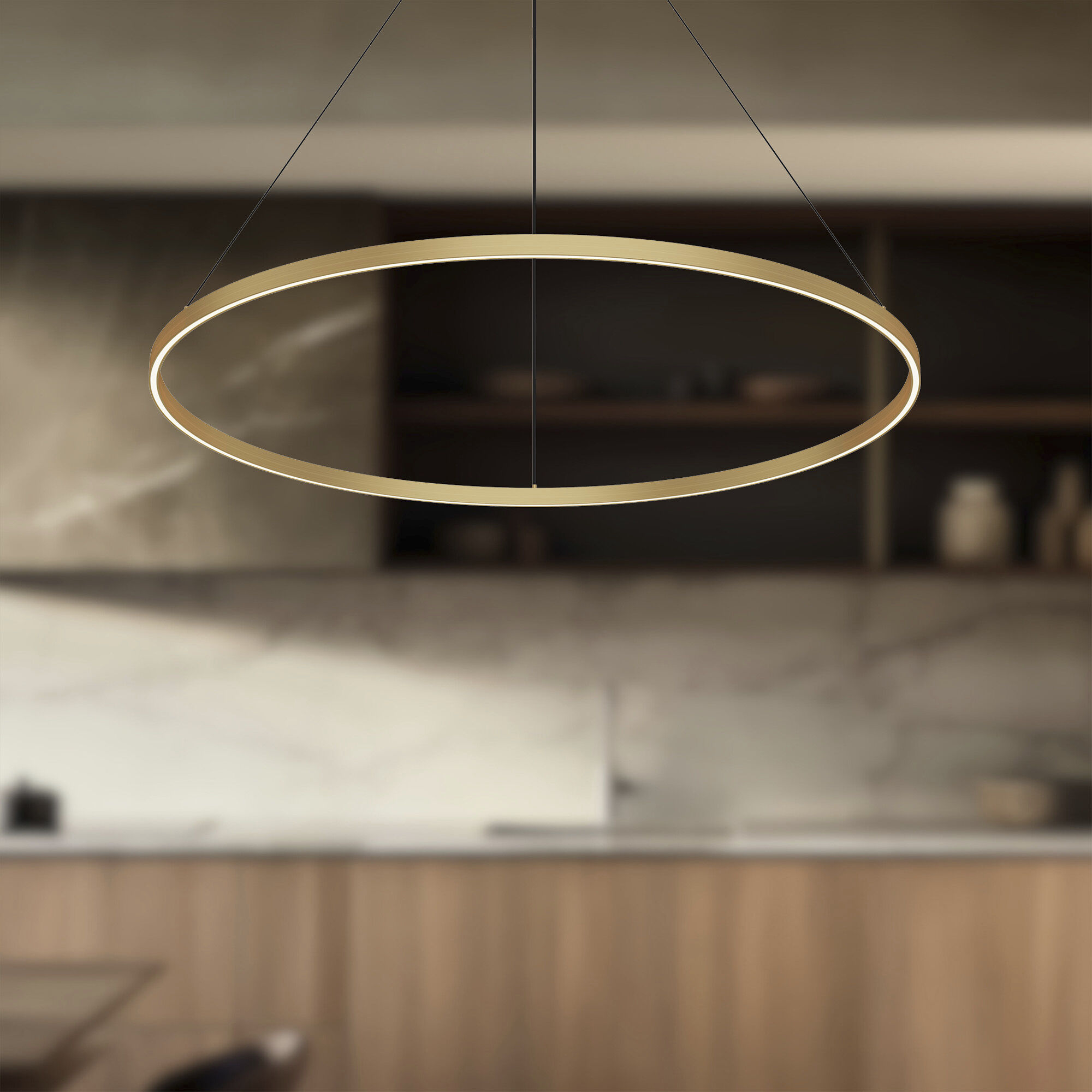 Cerchio Pendant Ceiling Light in Brushed Gold